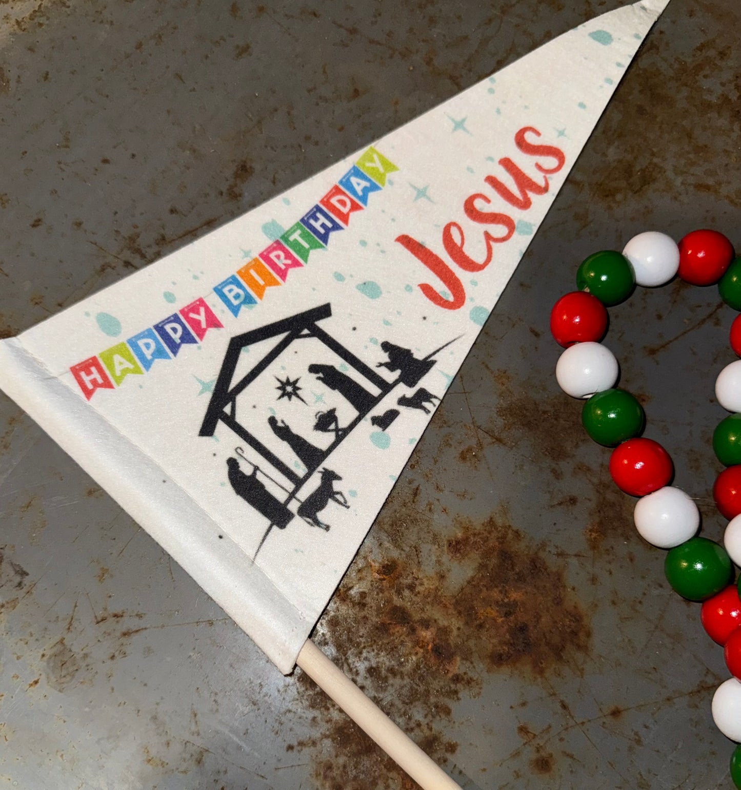 Happy Birthday Jesus Pennant Flag