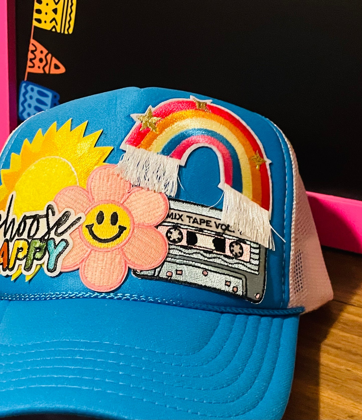 Happy ⭐ Custom Trucker Hat by Hacienda Hat Bar