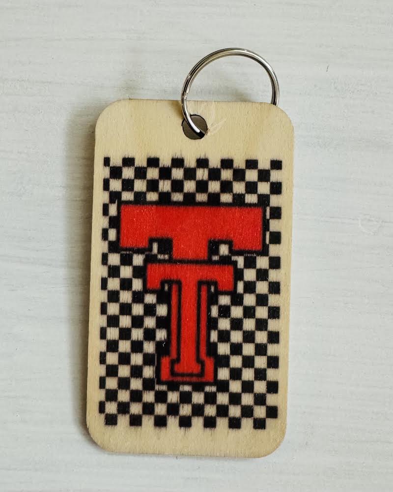 Texas Tech Wooden Keychain