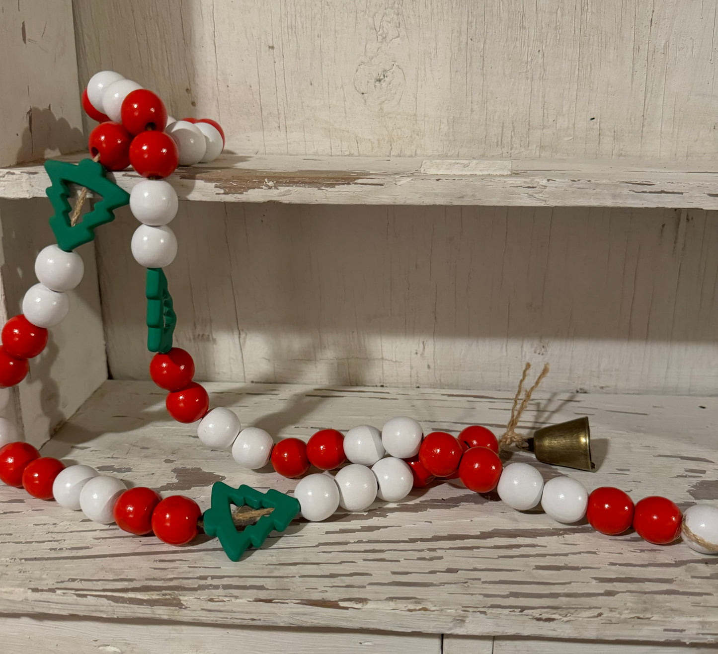 Candy Cane Tree Wood Bead Garland