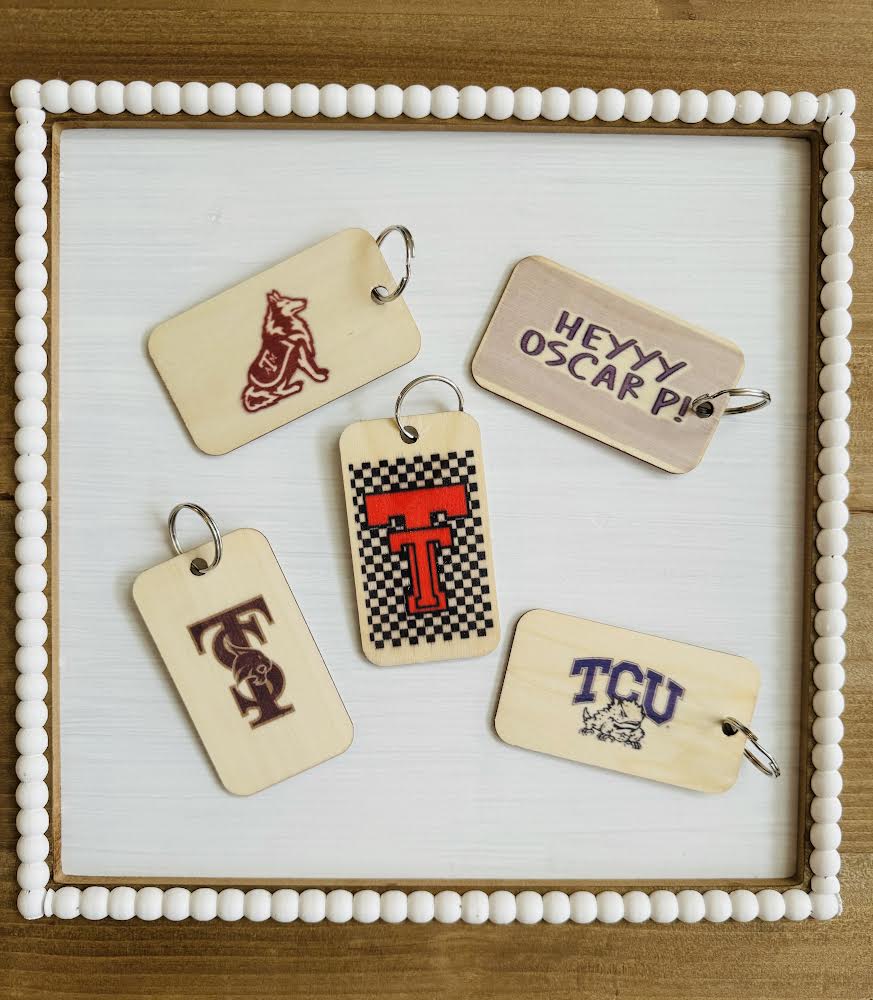 Texas Tech Wooden Keychain