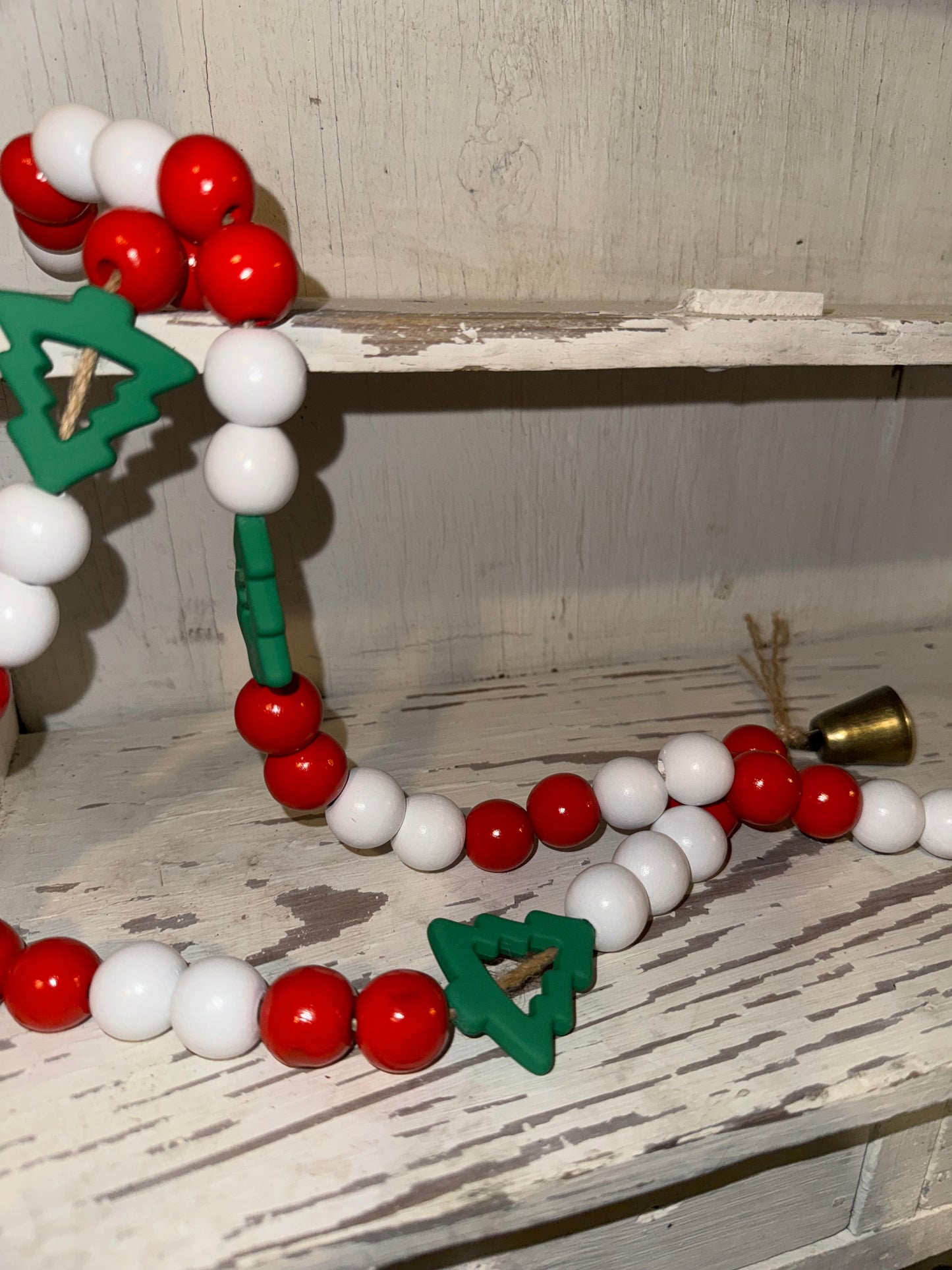 Candy Cane Tree Wood Bead Garland