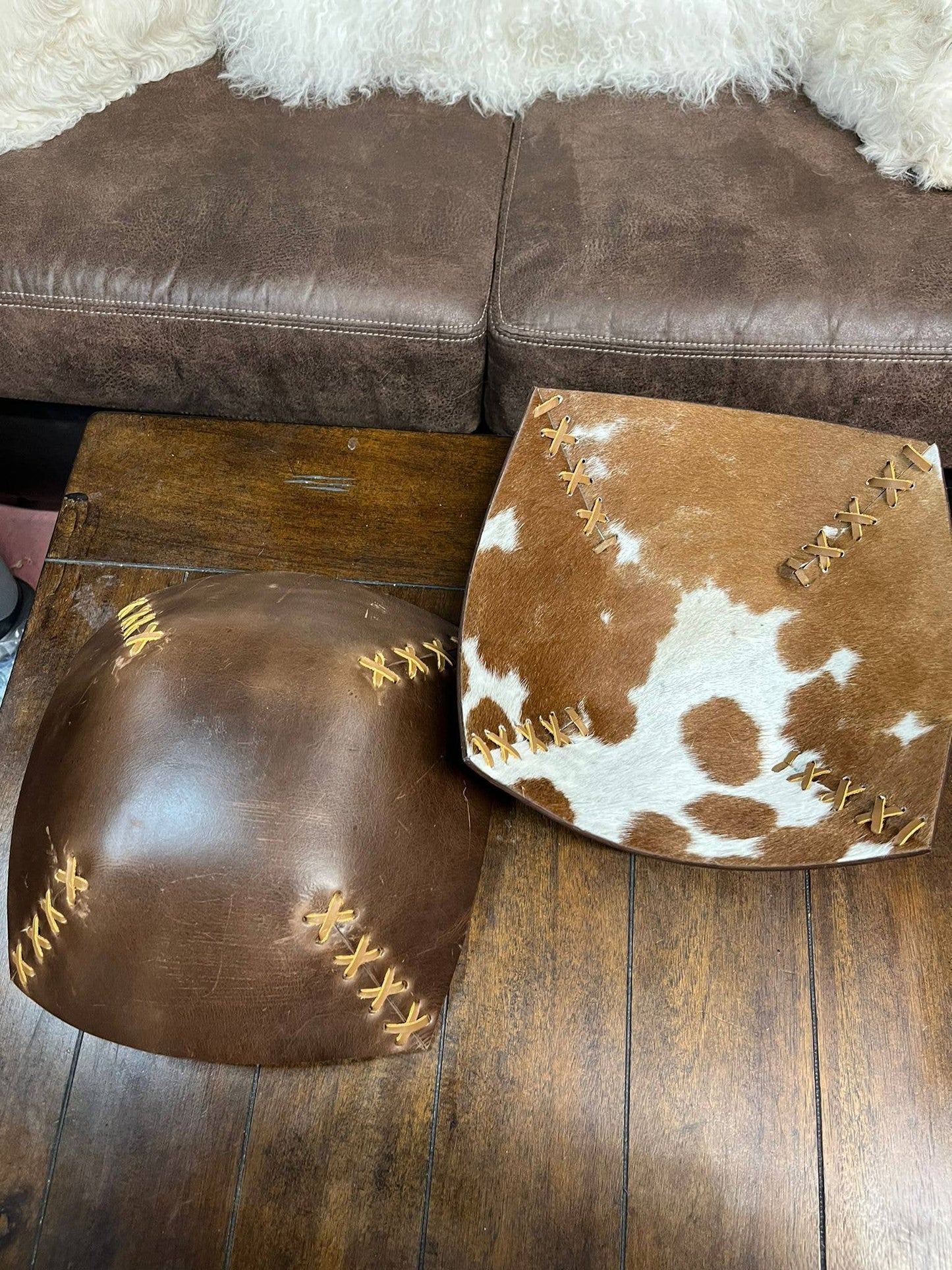 Reversible Cowhide & Leather Bowl {large}