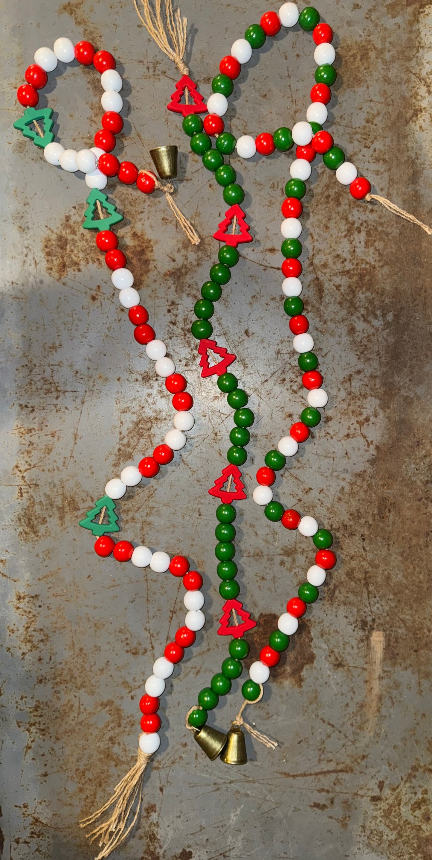 Candy Cane Tree Wood Bead Garland