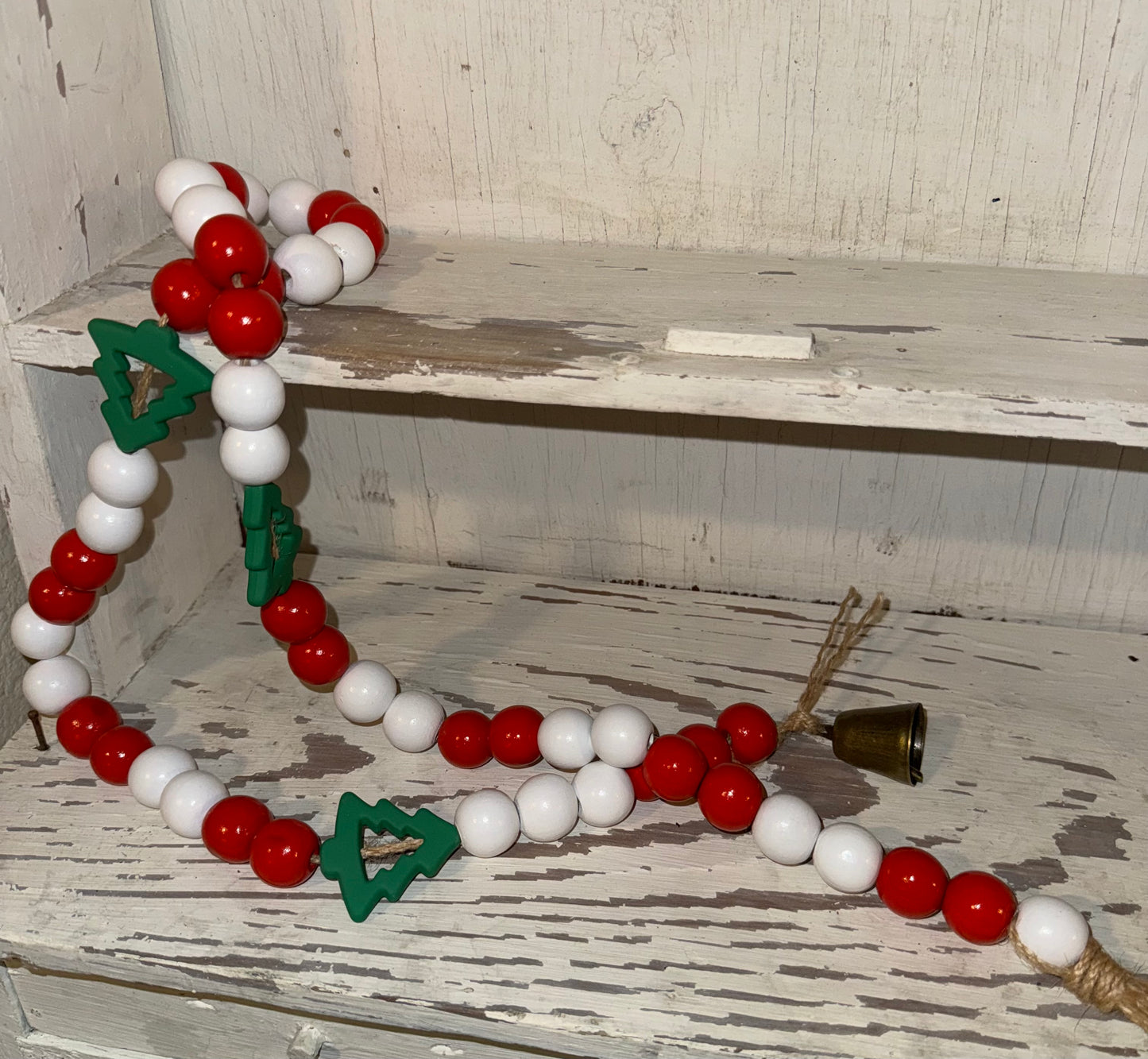 Candy Cane Tree Wood Bead Garland