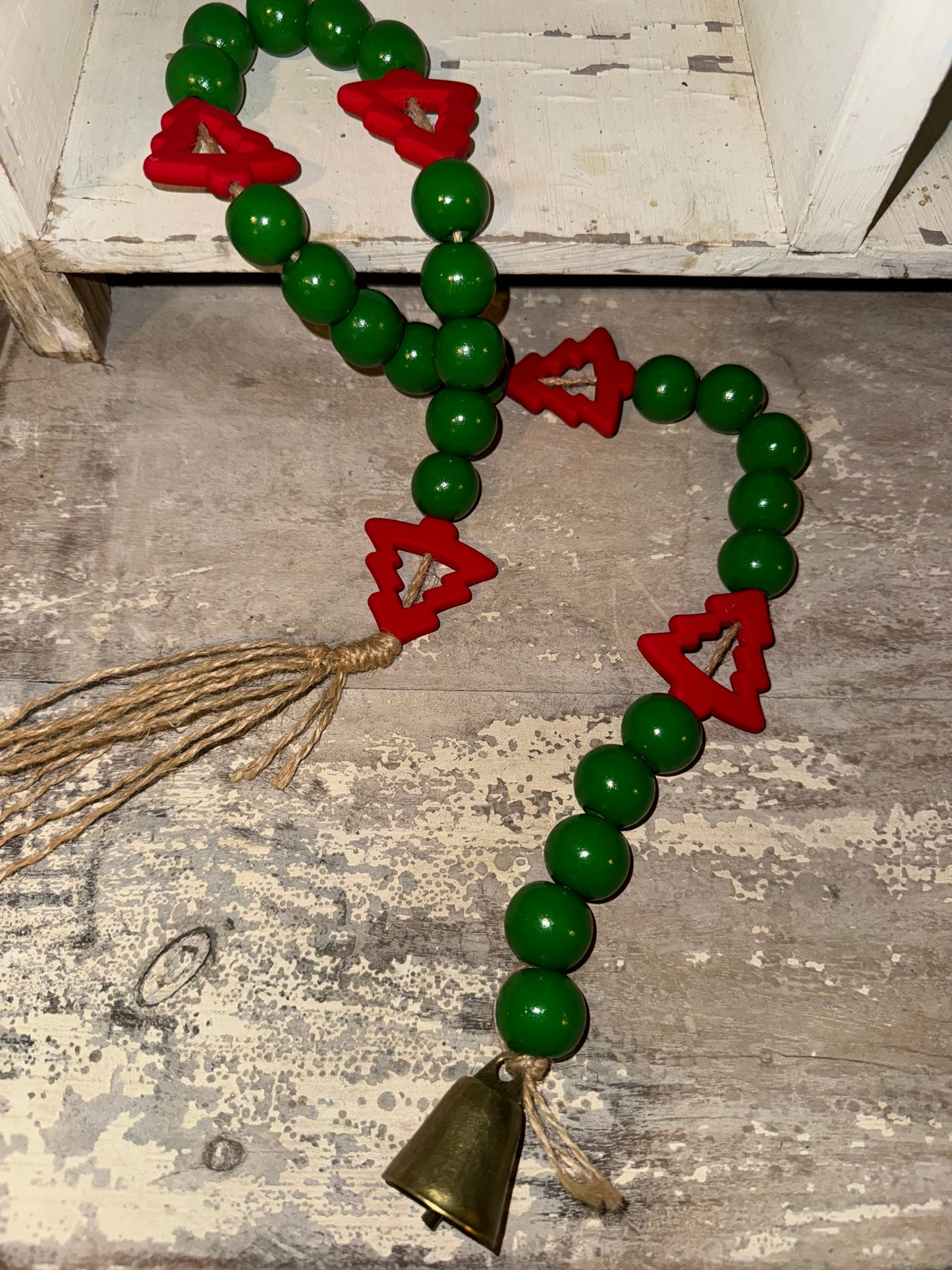 Oh Christmas Tree Wood Bead Garland