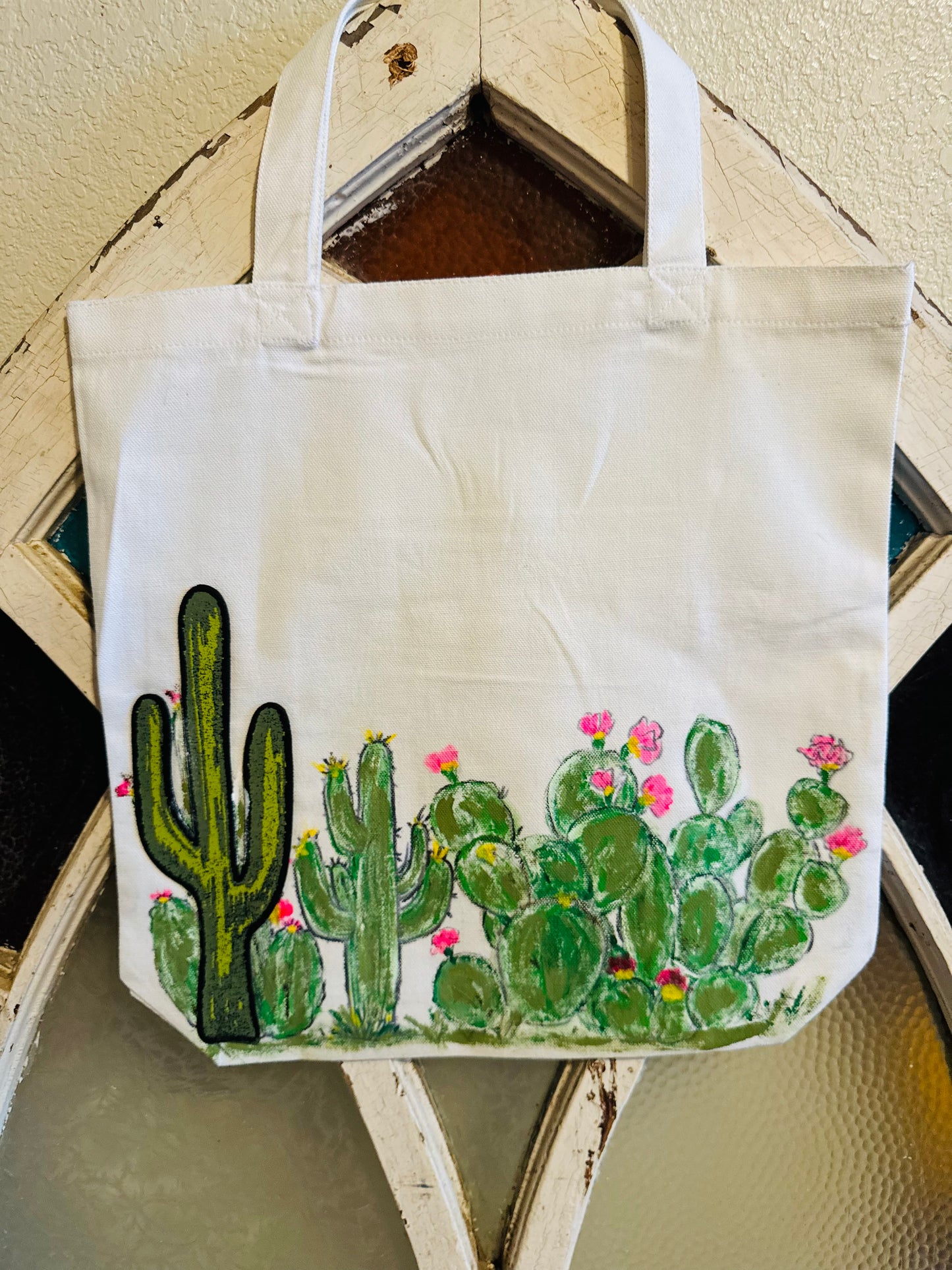 Hand Painted Cactus Canvas Bag