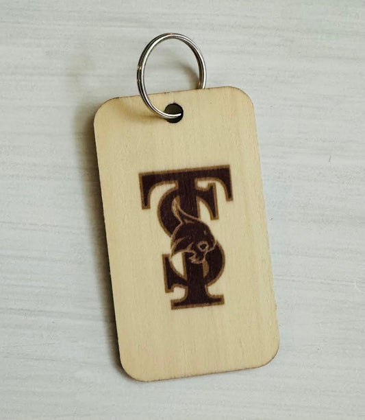 TXST Wooden Keychain