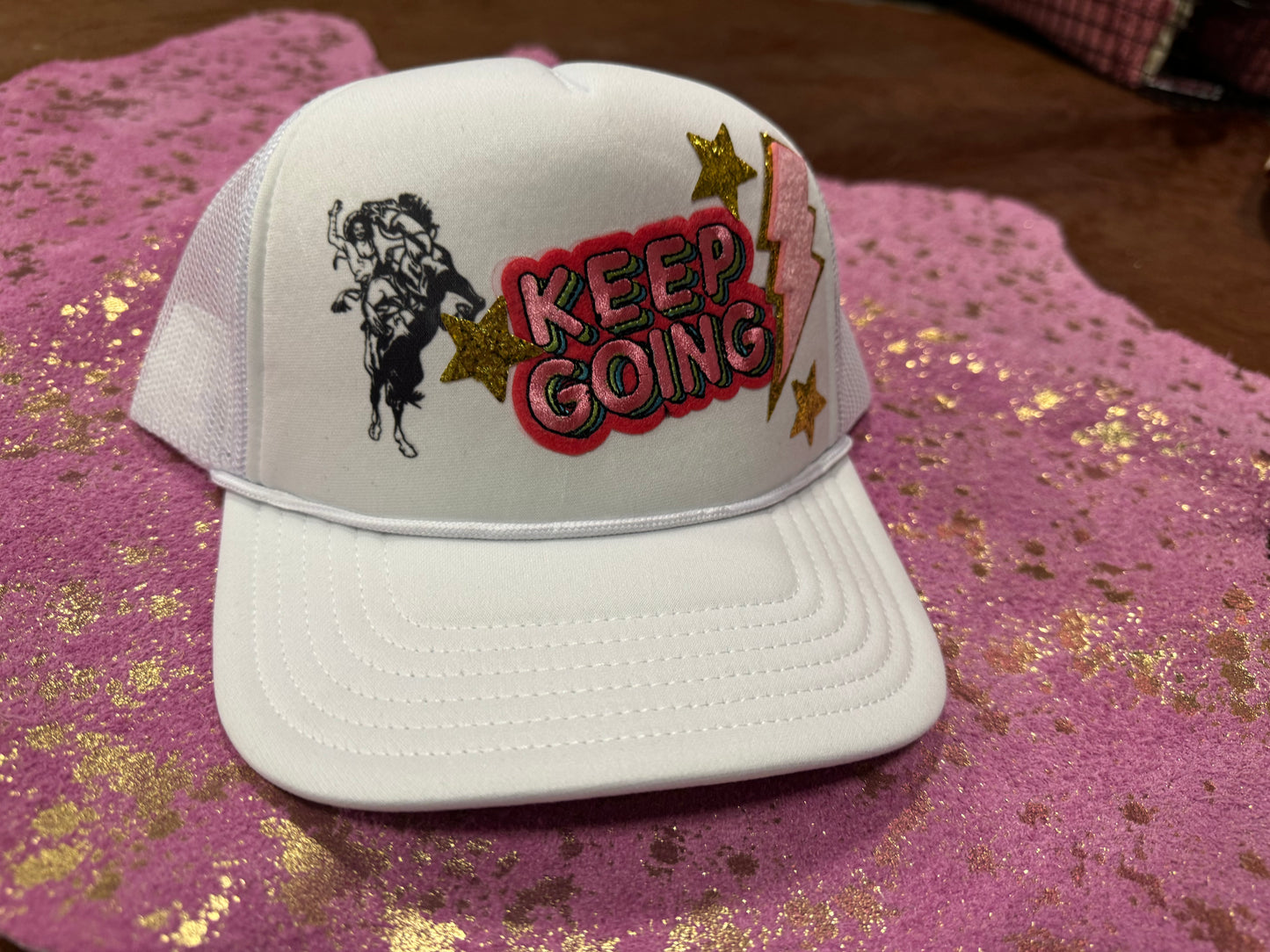 Keep Going ⚡️ Custom Trucker Hat by Hacienda Hat Bar