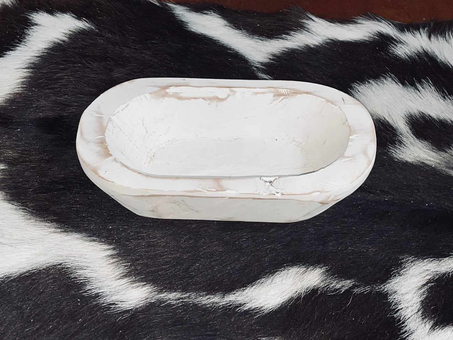 Rustic Dough Bowl in White