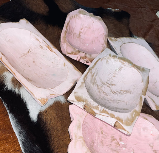 Rustic Dough Bowl in Pink