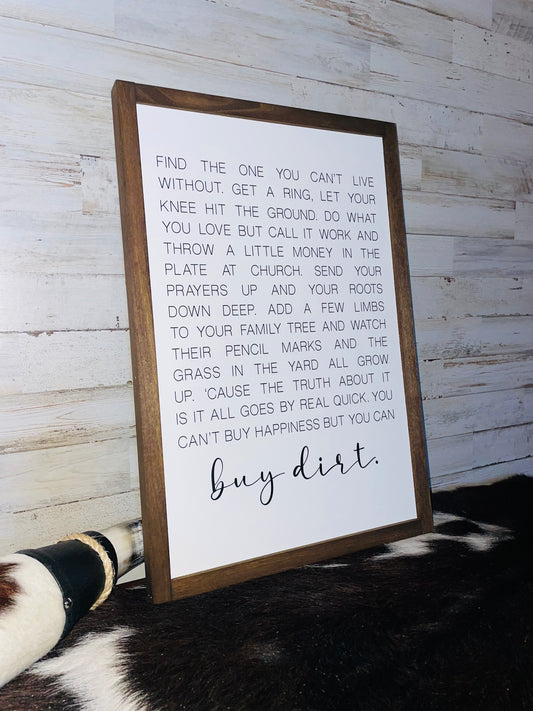 Buy Dirt Lyrics Sign