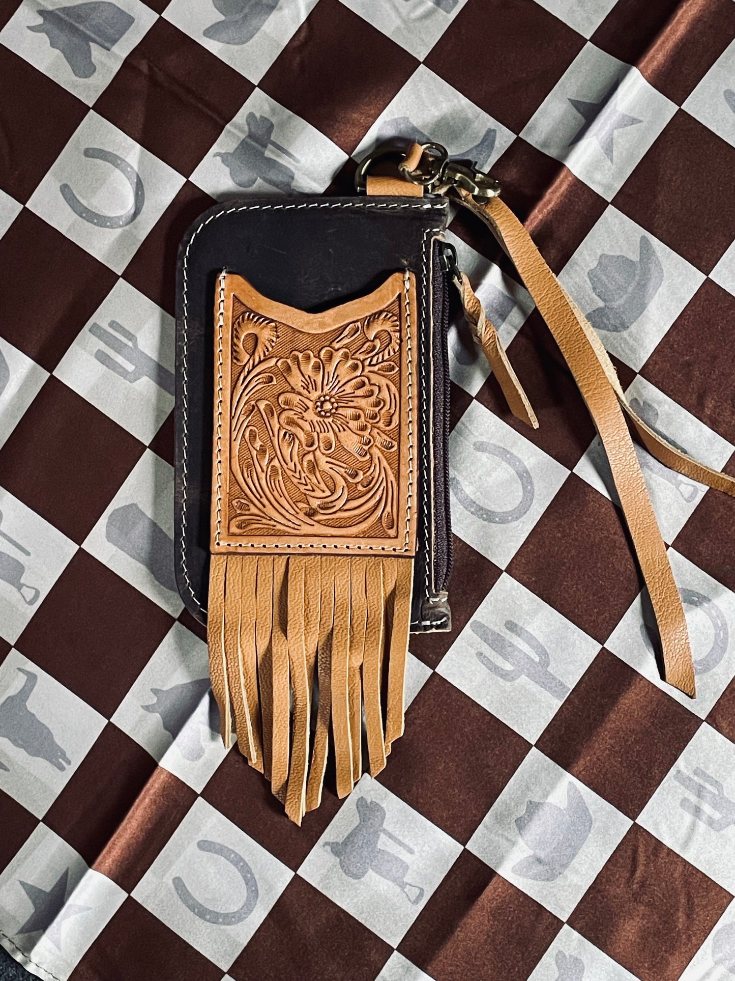 Western Fringe ID Wallet {tan leather}