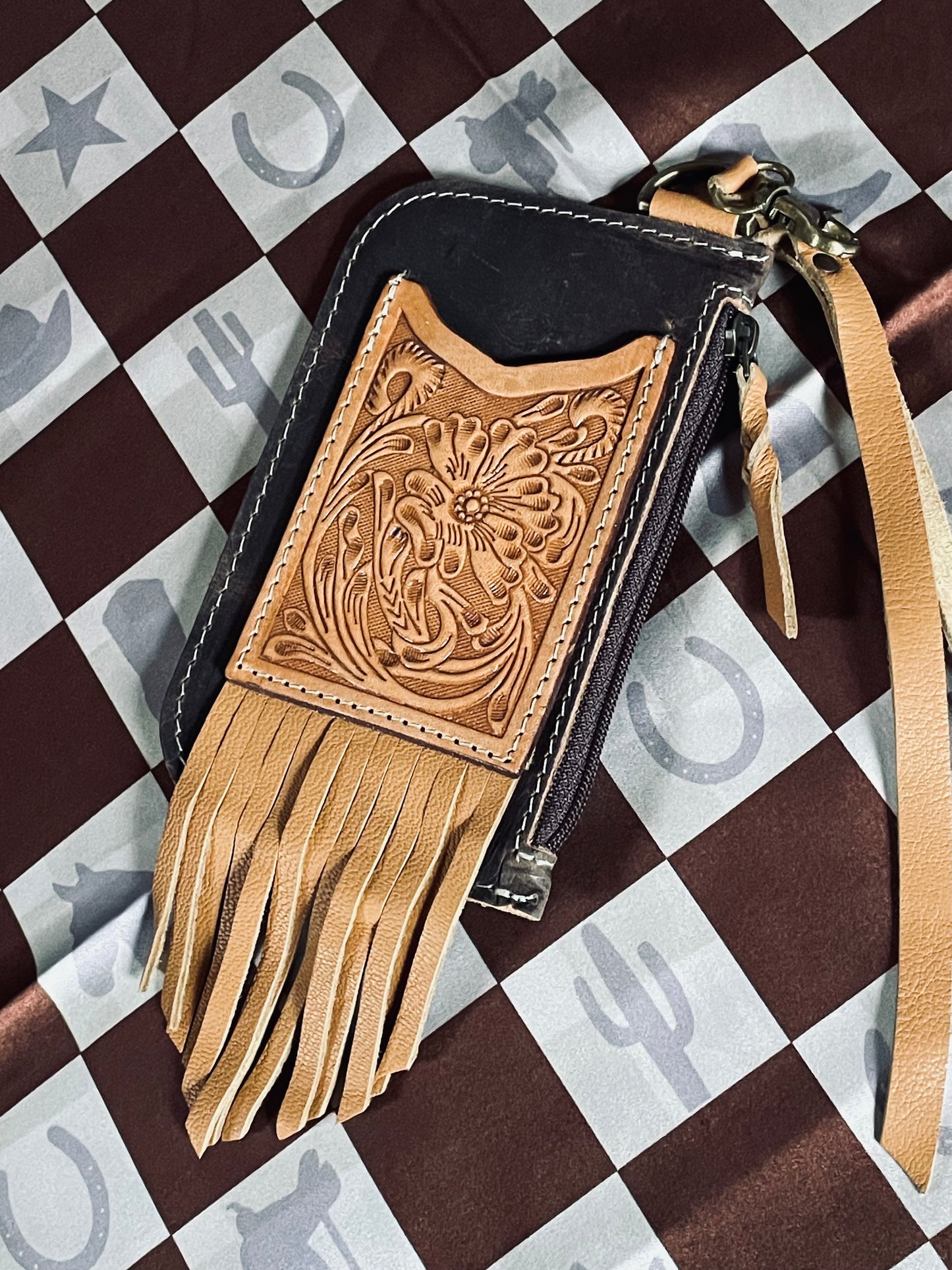 Western Fringe ID Wallet {tan leather}