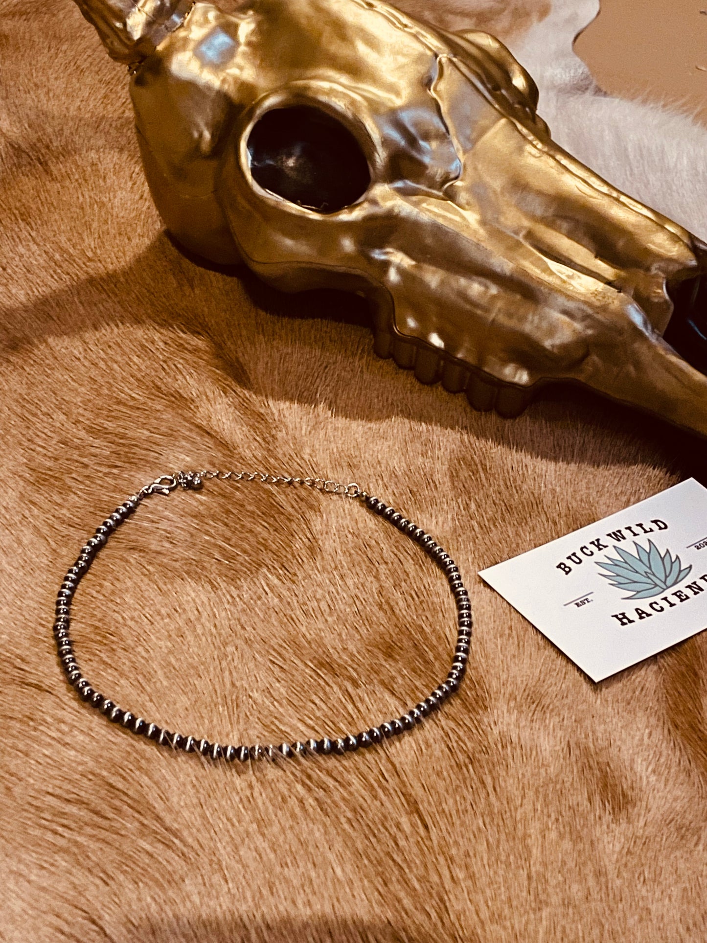 Navajo Bead Choker {burnished silver}