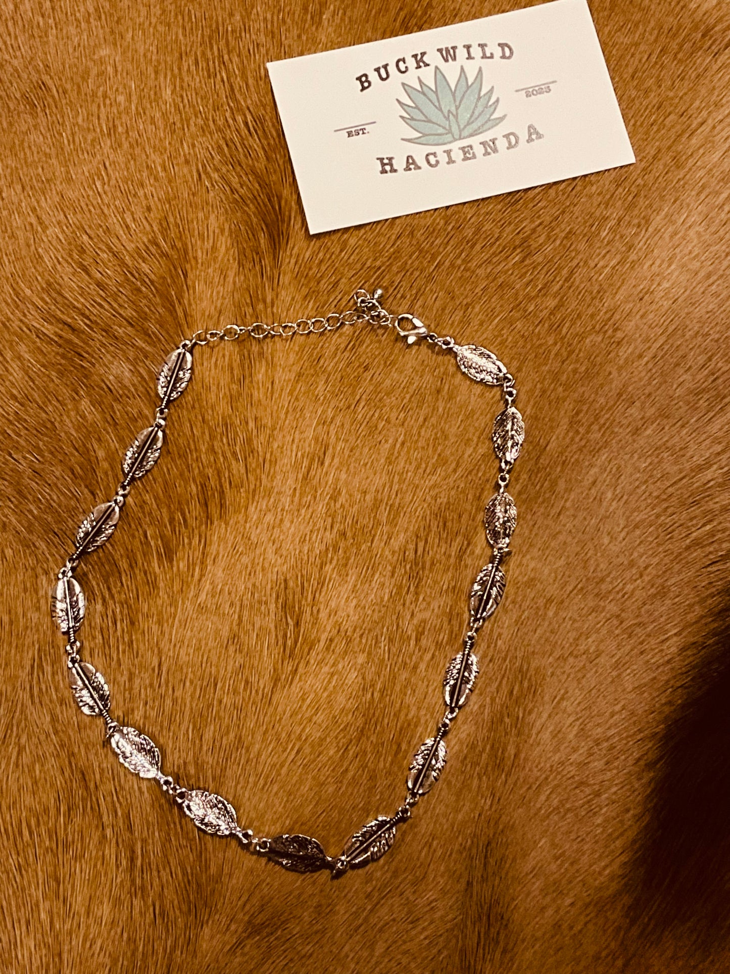 Feather Choker {burnished silver}