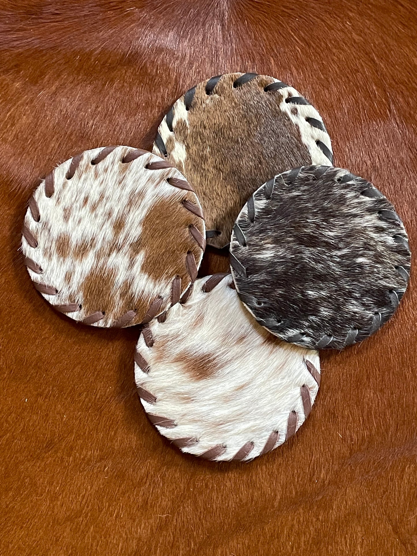 Cowhide Coaster Set {4}