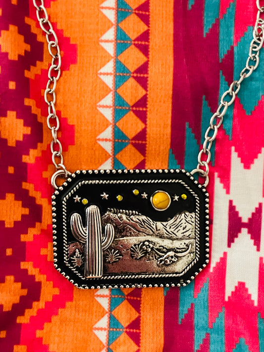 Cactus Desert Pendant Necklace