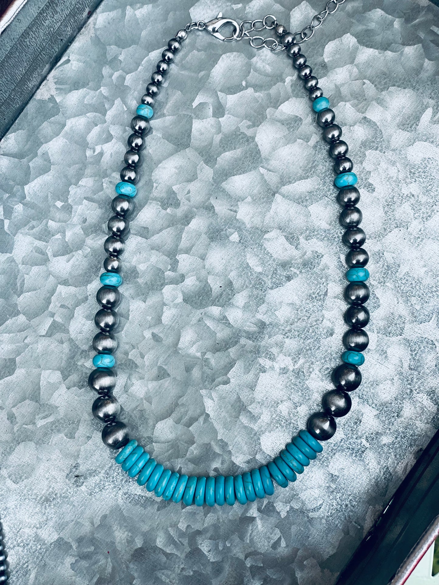 Chunky Turquoise & Navajo Bead Necklace