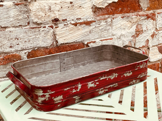 Rustic Red Metal Tray