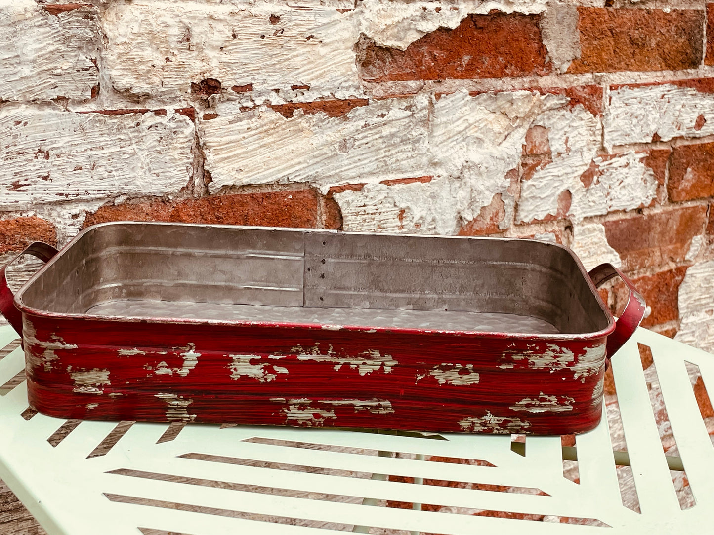 Rustic Red Metal Tray