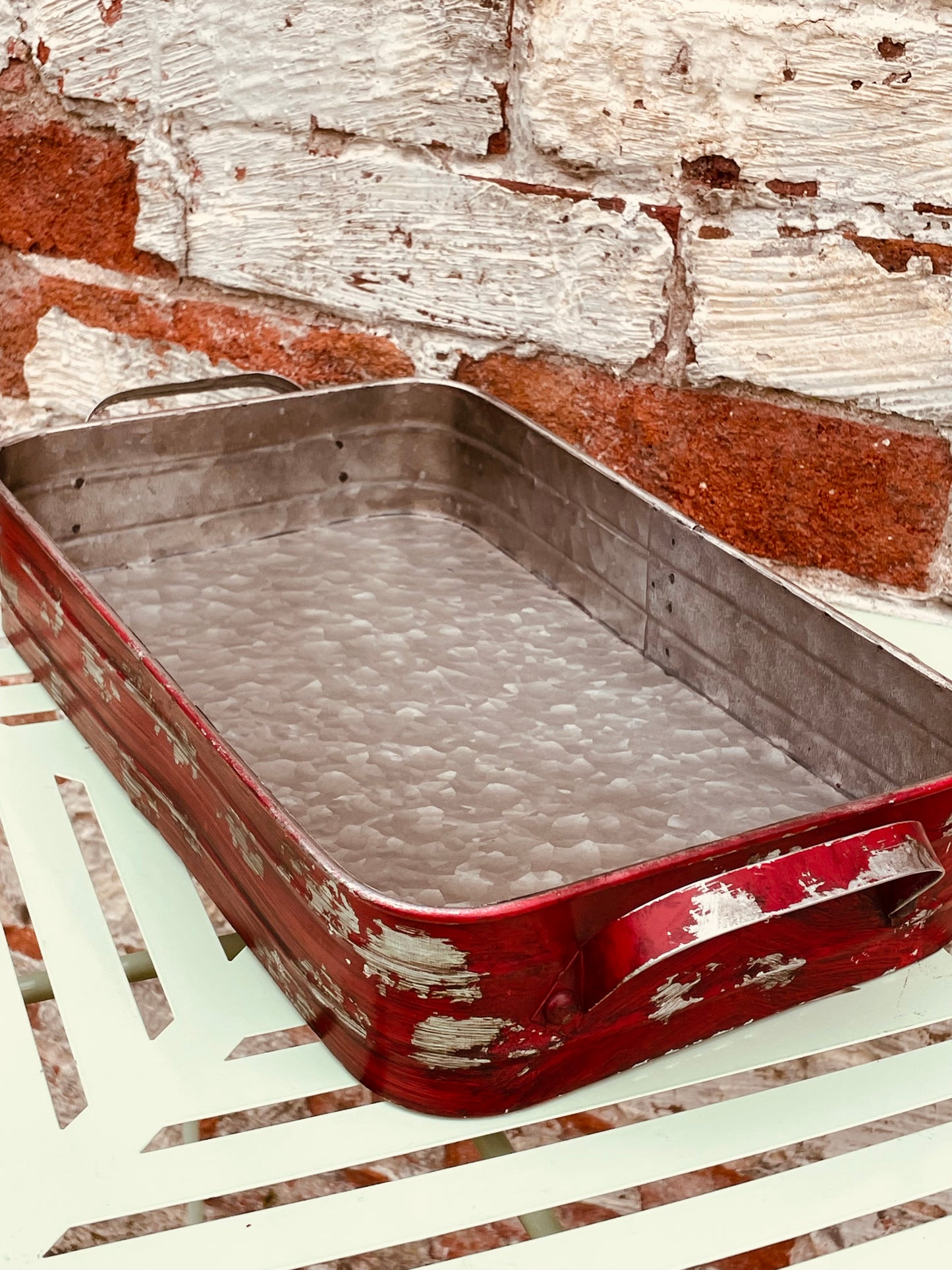 Rustic Red Metal Tray