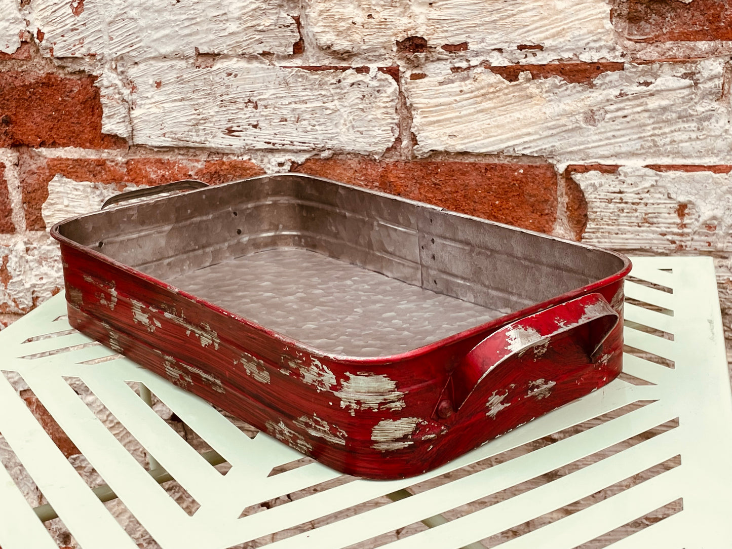 Rustic Red Metal Tray