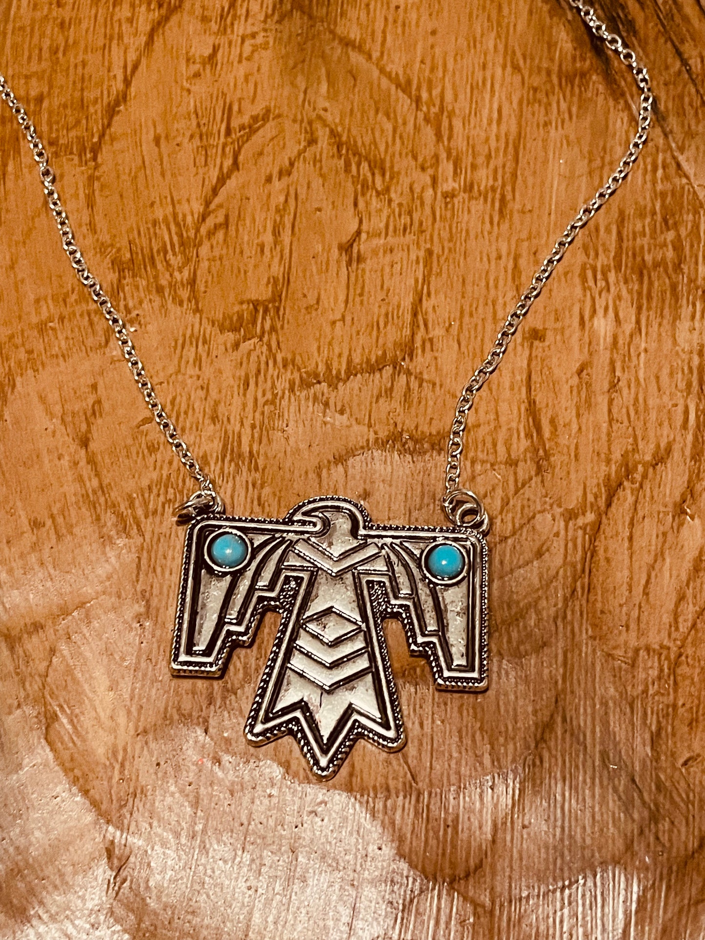 Thunderbird Pendant Necklace {turquoise stones}