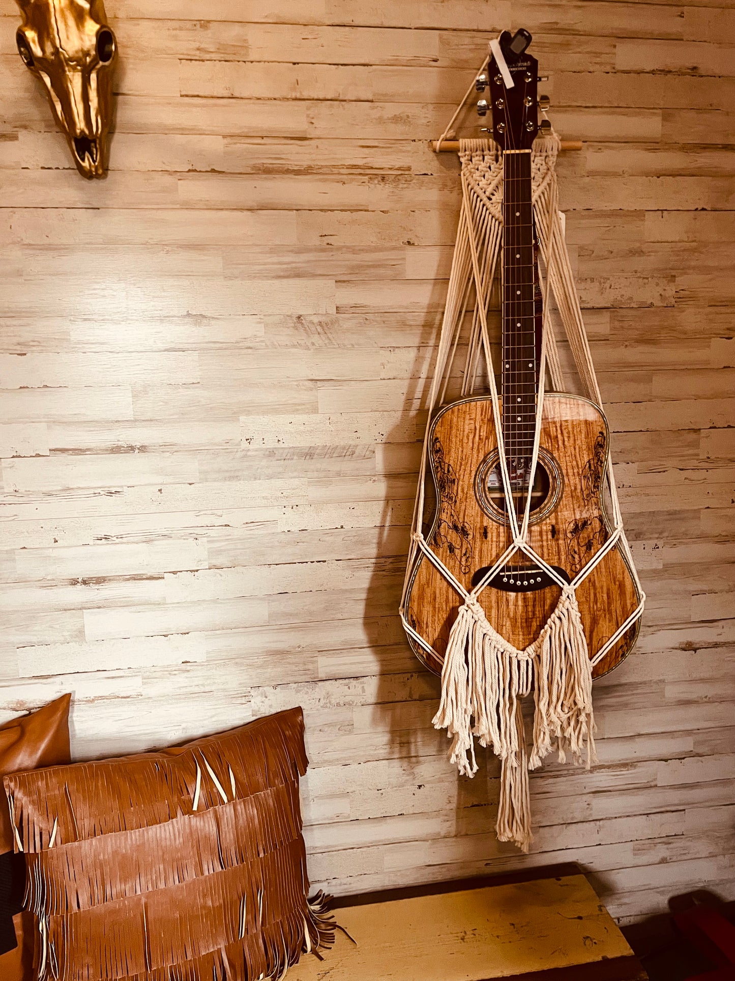 Macrame Guitar Display Wall Hanging