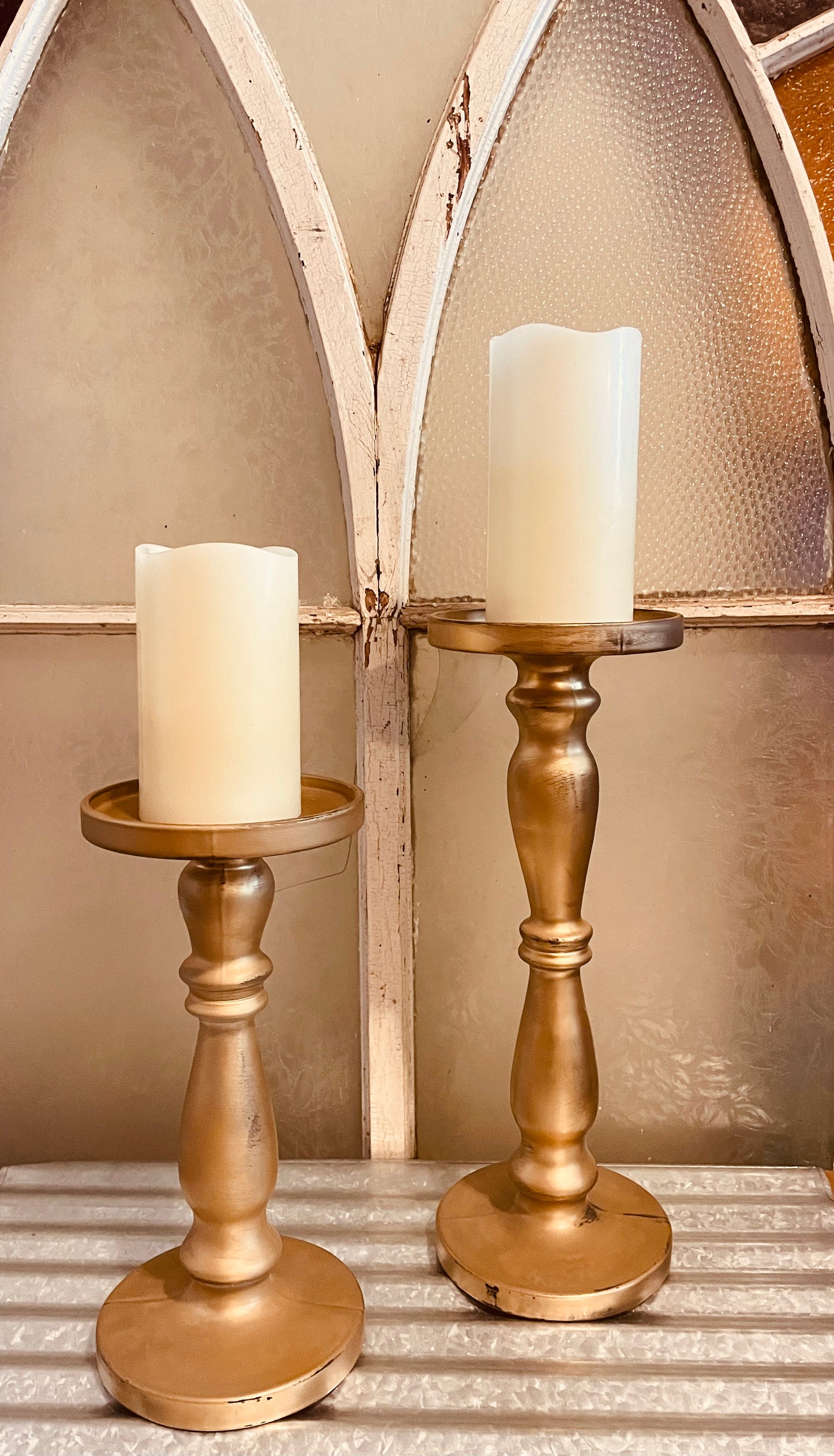 Antiqued Gold Candle Holder {sm}