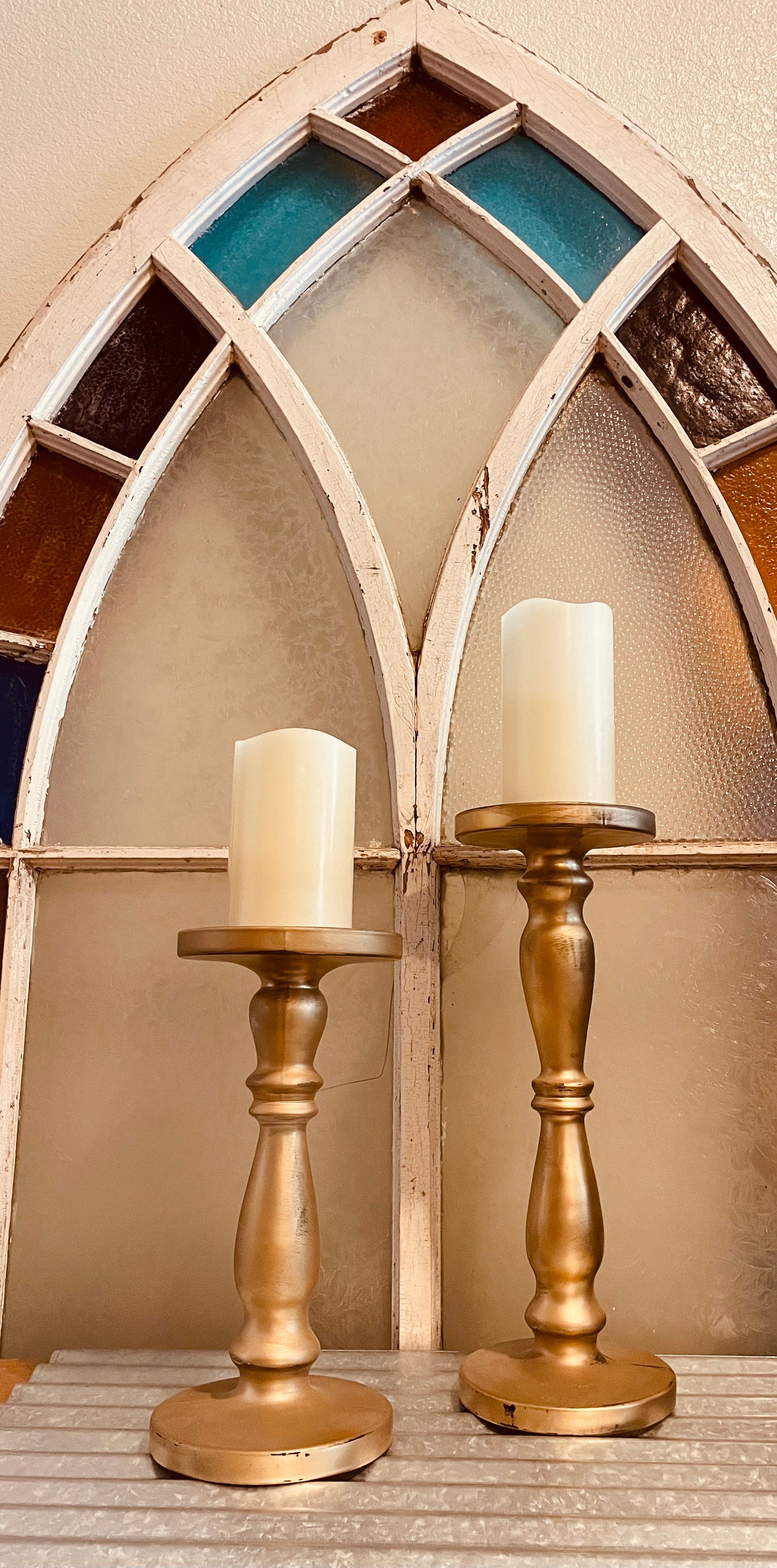 Antiqued Gold Candle Holder {sm}