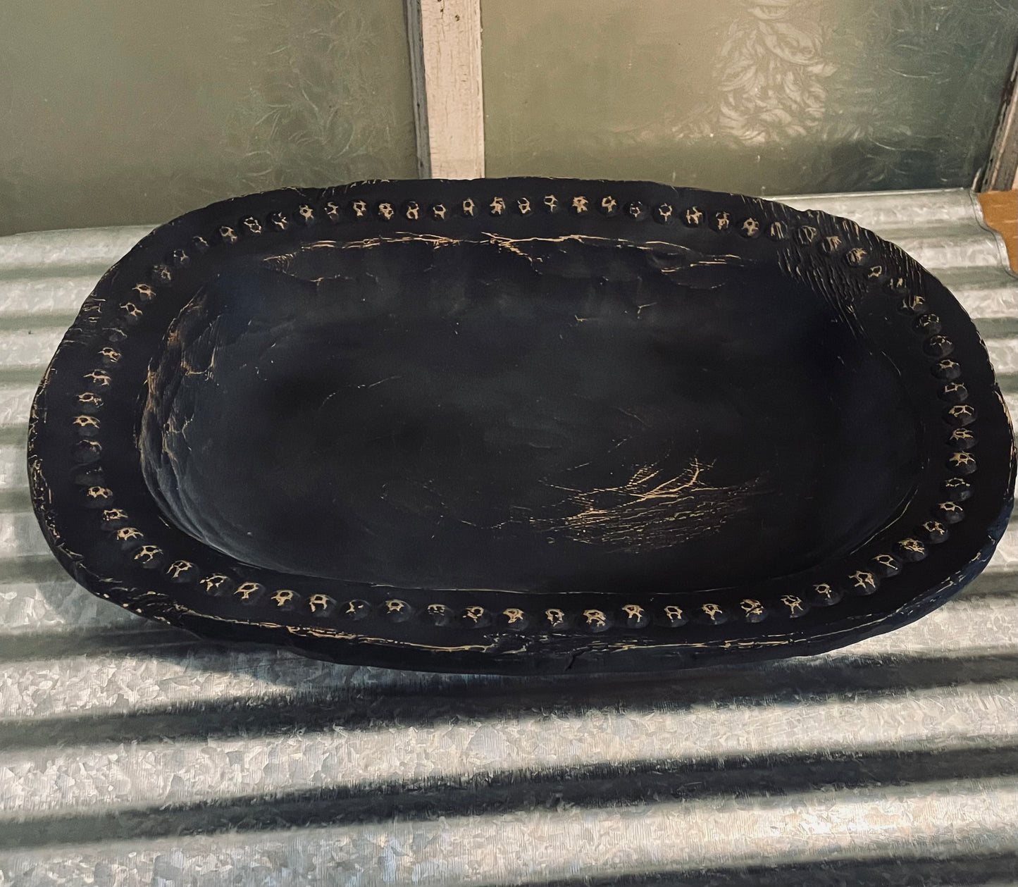 Distressed Black Accent Bowl