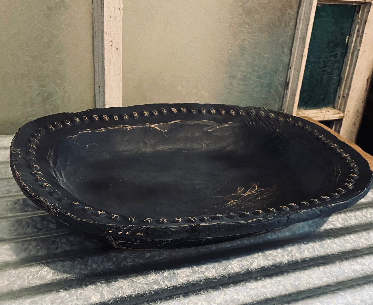 Distressed Black Accent Bowl