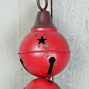 Distressed Metal Red Bells Strand