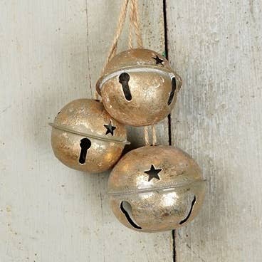 Distressed Metal String of Bells in Gold