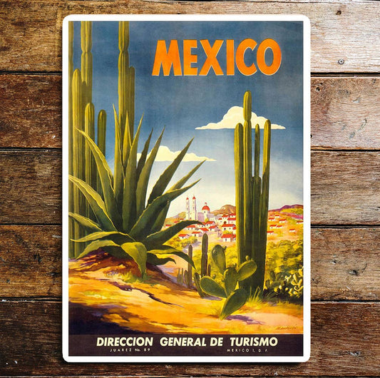 Mexico Desert Cactus Metal Sign