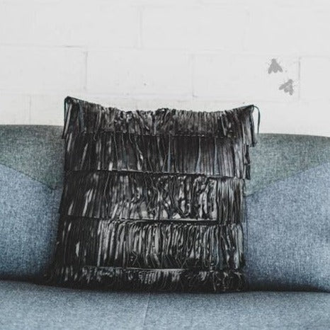 Fringe Flair Throw Pillow {black}