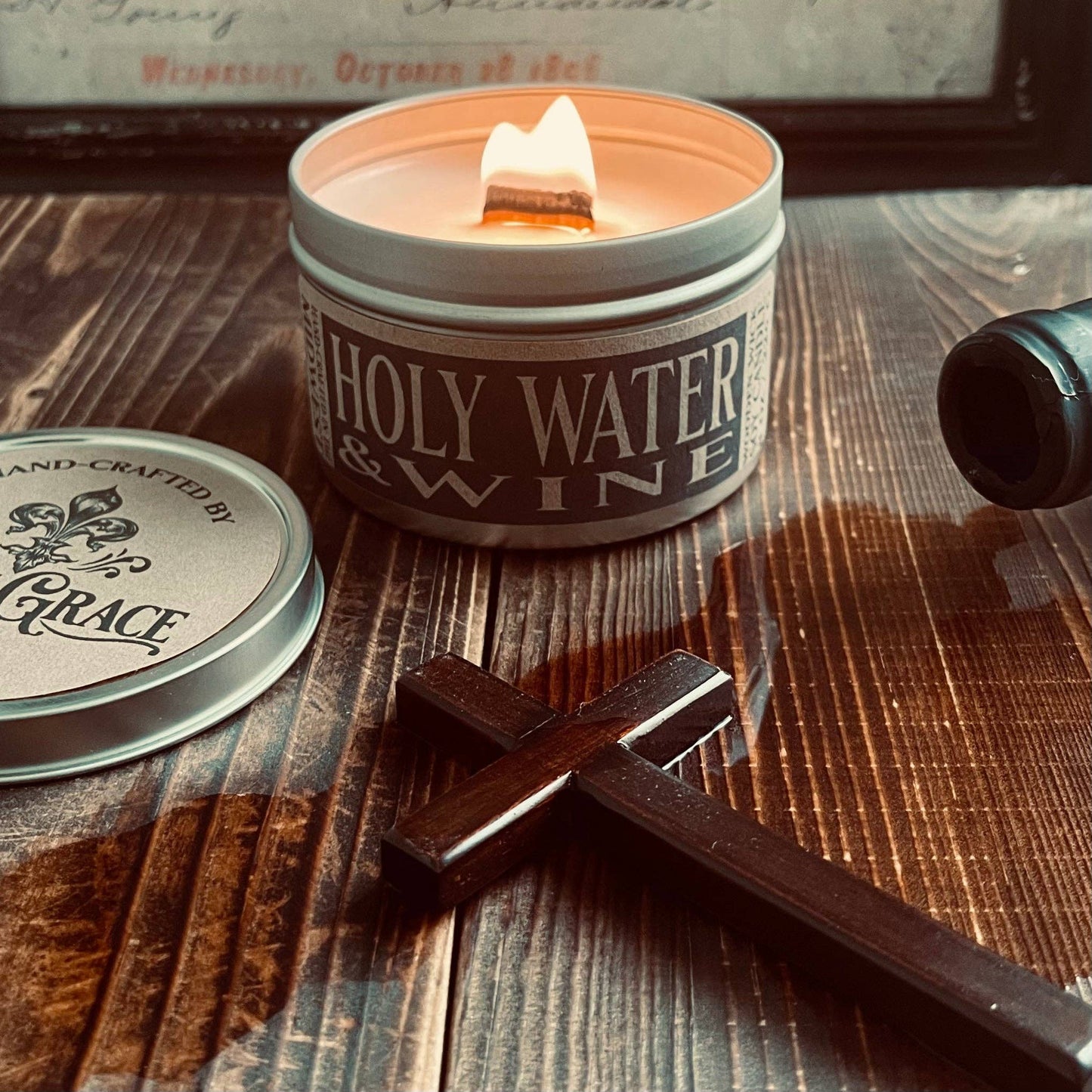 Holy Water & Wine Wooden Wick Candle